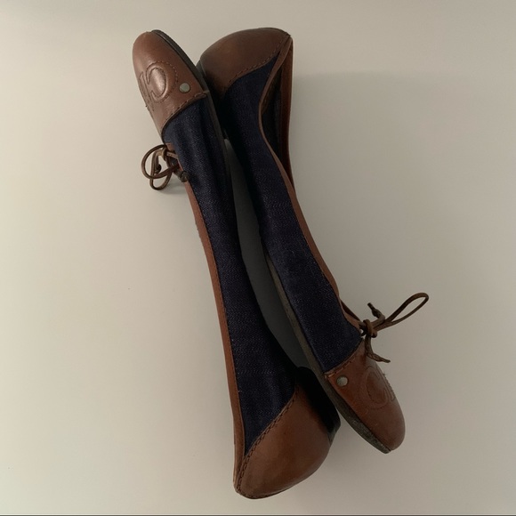 Chloe Denim Leather Flats - Picture 11 of 13